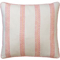 Rhubarb Geranium, Sustainable Feather, Cushion, 55cm x 55cm - Andrew Martin Linen & Linen Blend Stripe