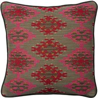 Orillo Pink, Sustainable Feather, Cushion, 55cm x 55cm - Andrew Martin Cotton Blend Kilim & Weave