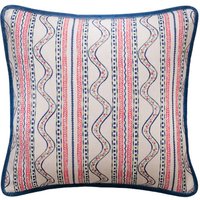 Flow Pink, Sustainable Feather, Cushion - Andrew Martin Kit Kemp Linen & Linen Blend Floral & Stripe