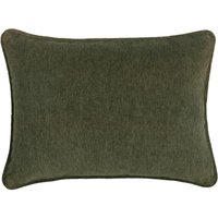 Cinema Olive Rectangular, Sustainable Feather, Cushion, 55cm x 40cm - Andrew Martin Velvet Plain
