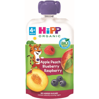 HiPP Pouches de Melocotón, Manzana y Frutos Bosque +4m BIO 100 gr