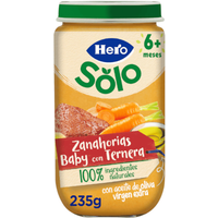 Hero Solo Zanahorias Baby con Ternera +6m 235 gr