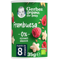 Gerber Puff Snack Orgánico de Cereales y Frambuesa +8m 35 gr