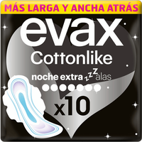 Evax Cottonlike Noche Extra Compresas Alas 10 uds