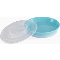 Twistshake Plato Antideslizante con Tapa Azul Pastel +6m