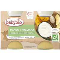 Babybio Yogur Vegetal Coco, Mango y Manzana +6m 2x130 gr