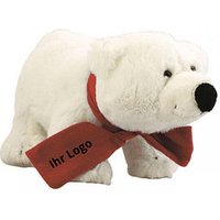Softplüsch-Eisbär Freddy, mit Schal Rot
