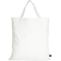 Fairtrade Baumwolltasche mit kurzen Henkeln, weiß