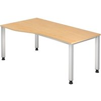 HAMMERBACHER Akandia höhenverstellbarer Schreibtisch ahorn Trapezform, 4-Fuß-Gestell silber 180,0 x 80,0/100,0 cm HAMMERBACHER Akandia höhenverstellbarer Schreibtisch ahorn Trapezform, 4-Fuß-Gestell silber 180,0 x 80,0/100,0 cm