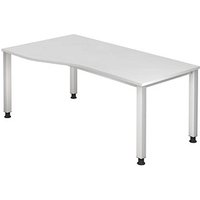 HAMMERBACHER Akandia höhenverstellbarer Schreibtisch weiß Trapezform, 4-Fuß-Gestell silber 180,0 x 80,0/100,0 cm HAMMERBACHER Akandia höhenverstellbarer Schreibtisch weiß Trapezform, 4-Fuß-Gestell silber 180,0 x 80,0/100,0 cm