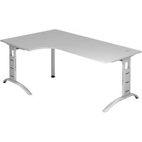 HAMMERBACHER Savona Schreibtisch lichtgrau L-Form, C-Fuß-Gestell silber 200,0 x 80,0/120,0 cm HAMMERBACHER Savona Schreibtisch lichtgrau L-Form, C-Fuß-Gestell silber 200,0 x 80,0/120,0 cm