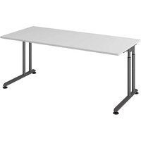 HAMMERBACHER Popular höhenverstellbarer Schreibtisch lichtgrau rechteckig, C-Fuß-Gestell grau 180,0 x 80,0 cm HAMMERBACHER Popular höhenverstellbarer Schreibtisch lichtgrau rechteckig, C-Fuß-Gestell grau 180,0 x 80,0 cm