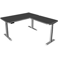 Kerkmann Move 3 Premium elektrisch höhenverstellbarer Schreibtisch anthrazit L-Form, T-Fuß-Gestell silber 160,0 x 180,0 cm
