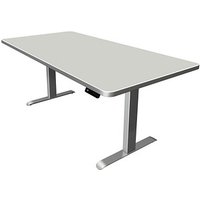Kerkmann Move 3 Premium elektrisch höhenverstellbarer Schreibtisch lichtgrau rechteckig, T-Fuß-Gestell silber 200,0 x 100,0 cm