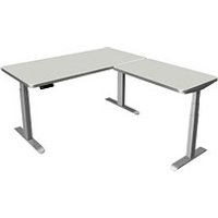 Kerkmann Move 3 Premium elektrisch höhenverstellbarer Schreibtisch lichtgrau L-Form, T-Fuß-Gestell silber 160,0 x 180,0 cm