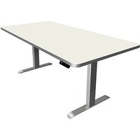 Kerkmann Move 3 Premium elektrisch höhenverstellbarer Schreibtisch weiß rechteckig, T-Fuß-Gestell silber 200,0 x 100,0 cm