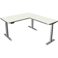 Kerkmann Move 3 Premium elektrisch höhenverstellbarer Schreibtisch weiß L-Form, T-Fuß-Gestell silber 160,0 x 180,0 cm