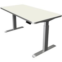Kerkmann Move 3 Premium elektrisch höhenverstellbarer Schreibtisch weiß rechteckig, T-Fuß-Gestell silber 160,0 x 80,0 cm