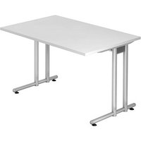 HAMMERBACHER Prokura Schreibtisch weiß rechteckig, C-Fuß-Gestell silber 120,0 x 80,0 cm HAMMERBACHER Prokura Schreibtisch weiß rechteckig, C-Fuß-Gestell silber 120,0 x 80,0 cm