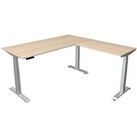 Kerkmann Move 4 elektrisch höhenverstellbarer Schreibtisch ahorn rechteckig, T-Fuß-Gestell silber 180,0 x 180,0 cm