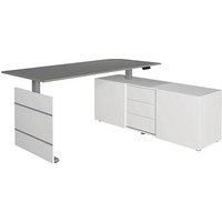 Kerkmann Move 3 elektrisch höhenverstellbarer Schreibtisch grafit, weiß rechteckig, Wangen-Gestell silber 180,0 x 80,0 cm