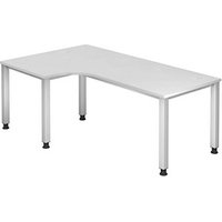 HAMMERBACHER Akandia höhenverstellbarer Schreibtisch weiß L-Form, 5-Fuß-Gestell silber 200,0 x 80,0/120,0 cm HAMMERBACHER Akandia höhenverstellbarer Schreibtisch weiß L-Form, 5-Fuß-Gestell silber 200,0 x 80,0/120,0 cm