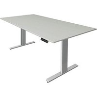 Kerkmann Move 3 tube elektrisch höhenverstellbarer Schreibtisch lichtgrau rechteckig, T-Fuß-Gestell silber 200,0 x 100,0 cm