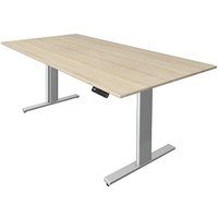 Kerkmann Move 3 tube elektrisch höhenverstellbarer Schreibtisch ahorn rechteckig, T-Fuß-Gestell silber 200,0 x 100,0 cm