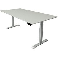 Kerkmann Move 4 elektrisch höhenverstellbarer Schreibtisch lichtgrau rechteckig, T-Fuß-Gestell silber 200,0 x 100,0 cm