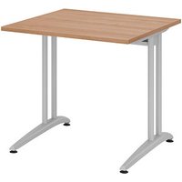 HAMMERBACHER BS08 Schreibtisch nussbaum quadratisch, C-Fuß-Gestell silber 80,0 x 80,0 cm HAMMERBACHER BS08 Schreibtisch nussbaum quadratisch, C-Fuß-Gestell silber 80,0 x 80,0 cm