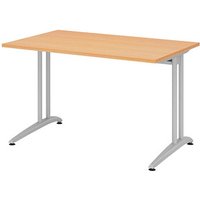HAMMERBACHER Altus Schreibtisch buche rechteckig, C-Fuß-Gestell silber 120,0 x 80,0 cm HAMMERBACHER Altus Schreibtisch buche rechteckig, C-Fuß-Gestell silber 120,0 x 80,0 cm