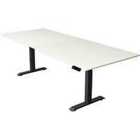 Kerkmann Move 4 elektrisch höhenverstellbarer Schreibtisch weiß rechteckig, T-Fuß-Gestell grau 250,0 x 100,0 cm