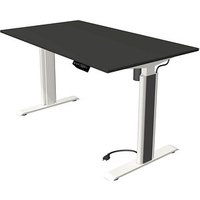 Kerkmann Move 1 advance elektrisch höhenverstellbarer Schreibtisch anthrazit rechteckig, T-Fuß-Gestell weiß 140,0 x 80,0 cm