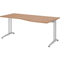 HAMMERBACHER BS18 Schreibtisch nussbaum Trapezform, C-Fuß-Gestell silber 180,0 x 80,0/100,0 cm HAMMERBACHER BS18 Schreibtisch nussbaum Trapezform, C-Fuß-Gestell silber 180,0 x 80,0/100,0 cm