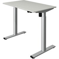 Kerkmann Move 1 base elektrisch höhenverstellbarer Schreibtisch lichtgrau rechteckig, T-Fuß-Gestell silber 100,0 x 60,0 cm