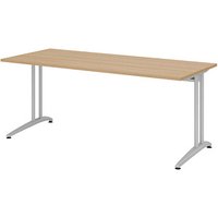 HAMMERBACHER Altus Schreibtisch eiche rechteckig, C-Fuß-Gestell silber 180,0 x 80,0 cm HAMMERBACHER Altus Schreibtisch eiche rechteckig, C-Fuß-Gestell silber 180,0 x 80,0 cm