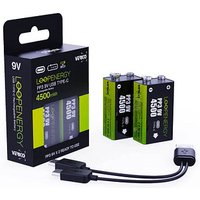 2 VERICO USB-Akkus mit Ladekabel LoopEnergy PP3 9V E-Block 500 mAh 2 VERICO USB-Akkus mit Ladekabel LoopEnergy PP3 9V E-Block 500 mAh