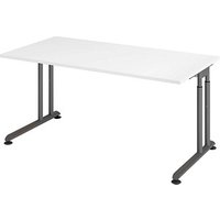 HAMMERBACHER Popular höhenverstellbarer Schreibtisch weiß rechteckig, C-Fuß-Gestell grau 160,0 x 80,0 cm HAMMERBACHER Popular höhenverstellbarer Schreibtisch weiß rechteckig, C-Fuß-Gestell grau 160,0 x 80,0 cm