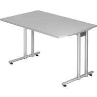 HAMMERBACHER Prokura Schreibtisch lichtgrau rechteckig, C-Fuß-Gestell silber 120,0 x 80,0 cm HAMMERBACHER Prokura Schreibtisch lichtgrau rechteckig, C-Fuß-Gestell silber 120,0 x 80,0 cm