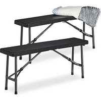 relaxdays Bierbänke 10035746_0 schwarz Kunststoff 100,0 cm, 2 St.
