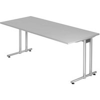 HAMMERBACHER Prokura Schreibtisch lichtgrau rechteckig, C-Fuß-Gestell silber 180,0 x 80,0 cm HAMMERBACHER Prokura Schreibtisch lichtgrau rechteckig, C-Fuß-Gestell silber 180,0 x 80,0 cm