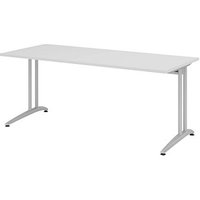 HAMMERBACHER Altus Schreibtisch lichtgrau rechteckig, C-Fuß-Gestell silber 180,0 x 80,0 cm HAMMERBACHER Altus Schreibtisch lichtgrau rechteckig, C-Fuß-Gestell silber 180,0 x 80,0 cm