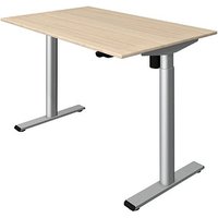 Kerkmann Move 1 base elektrisch höhenverstellbarer Schreibtisch ahorn rechteckig, T-Fuß-Gestell silber 120,0 x 80,0 cm