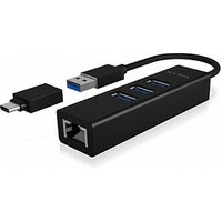 RaidSonic ICY BOX® USB-Hub Icy Box IB-HUB1419-LAN 4-fach schwarz RaidSonic ICY BOX® USB-Hub Icy Box IB-HUB1419-LAN 4-fach schwarz