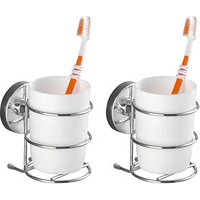 2 WENKO Zahnputzbecher Milazzo silber