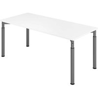 HAMMERBACHER Mirakel höhenverstellbarer Schreibtisch weiß rechteckig, 4-Fuß-Gestell grau 180,0 x 80,0 cm HAMMERBACHER Mirakel höhenverstellbarer Schreibtisch weiß rechteckig, 4-Fuß-Gestell grau 180,0 x 80,0 cm