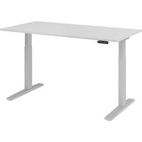 HAMMERBACHER XMKA16 elektrisch höhenverstellbarer Schreibtisch lichtgrau rechteckig, C-Fuß-Gestell silber 160,0 x 80,0 cm HAMMERBACHER XMKA16 elektrisch höhenverstellbarer Schreibtisch lichtgrau rechteckig, C-Fuß-Gestell silber 160,0 x 80,0 cm