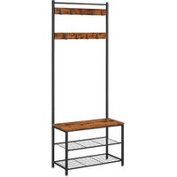 VASAGLE Garderobenbank mit Haken und Schuhrost HSR41BX braun, schwarz Metall 70,0 cm VASAGLE Garderobenbank mit Haken und Schuhrost HSR41BX braun, schwarz Metall 70,0 cm