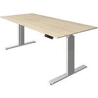 Kerkmann Move 3 tube elektrisch höhenverstellbarer Schreibtisch ahorn rechteckig, T-Fuß-Gestell silber 180,0 x 80,0 cm