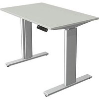 Kerkmann Move 3 tube elektrisch höhenverstellbarer Schreibtisch lichtgrau rechteckig, T-Fuß-Gestell silber 100,0 x 60,0 cm